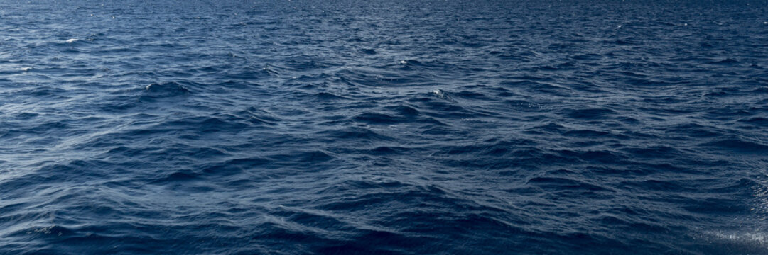 Panoramic Texture Of Sea Water In The Open Blue Ocean