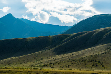 Background image of a mountain landscape. Russia, Siberia, Altai