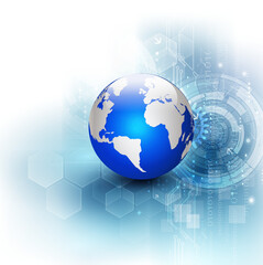 futuristic world network communication and technology concept motion flow background, vector illustration