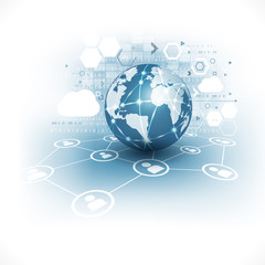 communication world & technology business  flow motion isolate white background, vector illustration