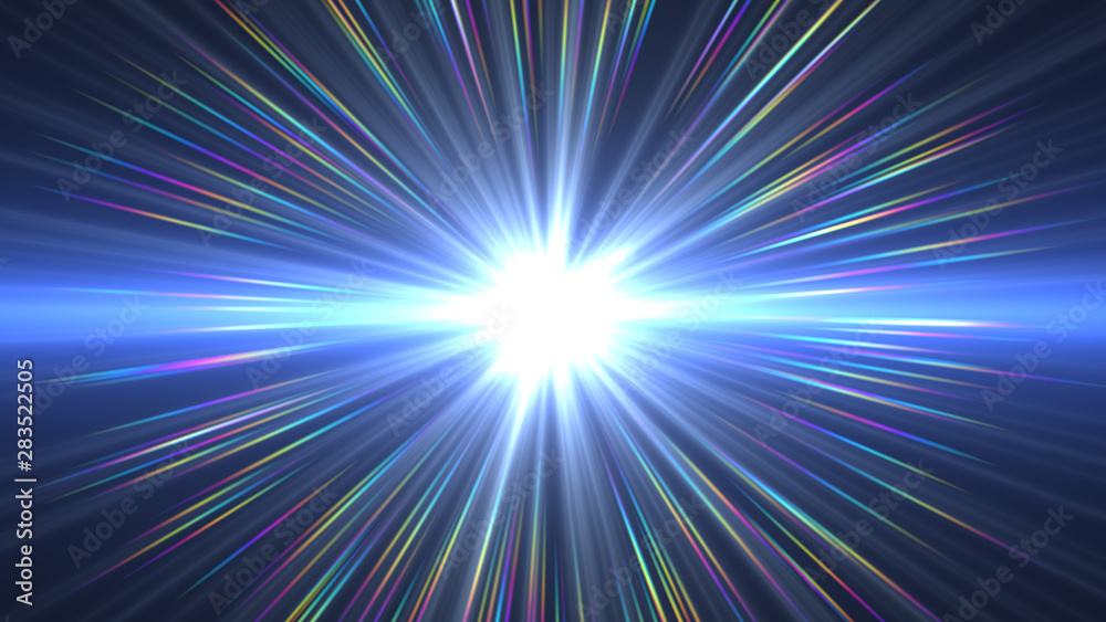 Sticker glowing abstract sun burst with digital lens flare.can your adjust the color of the light rays using