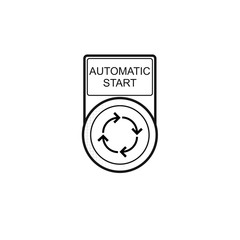 Beschrifteter mechanischer Taster mit Rahmen und Symbolzeichen [aautomatic start]