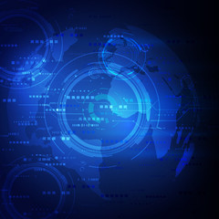 futuristic world network technology concept on motion flow background, vector illustration