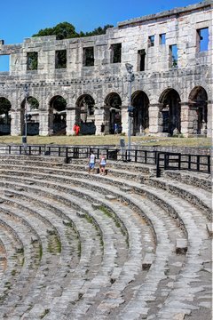 Pula, amphitheater, ancient Roman city, Istria, Croatia, touristic place