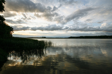 beautiful sunset sky reflected in the lake