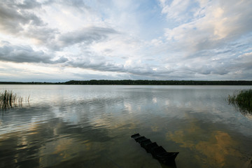 beautiful sunset sky reflected in the lake