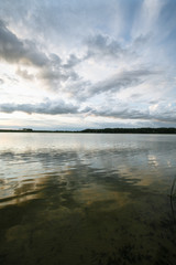 beautiful sunset sky reflected in the lake