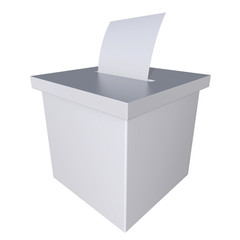 Blank election box ballot campaign mockup. Casting vote concept 3d render isolated on white background
