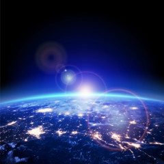 Obraz na płótnie Canvas earth and light horizon from space, vector illustration