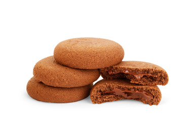 soft dark chocolate brownie cookies on white
