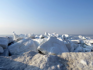 Blocks of ice on the beach