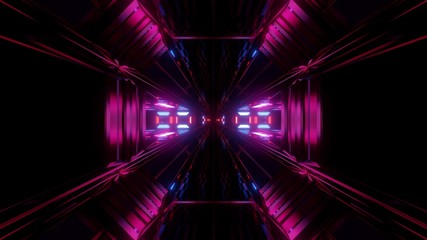 dark scifi tunnel with glowing lights 3d rendering background wallpaper