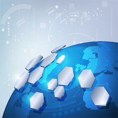 World with network communication and technology concept, vector illustration