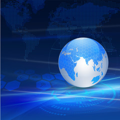 world with network communication and technology concept, vector illustration