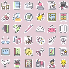 Back to school vector icon set, sticker design