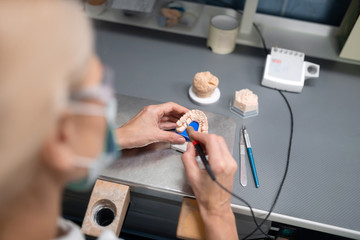 Process of making porcelain veneers in dental clinic.