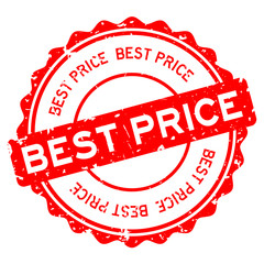 Grunge red best price word round rubber seal stamp on white background