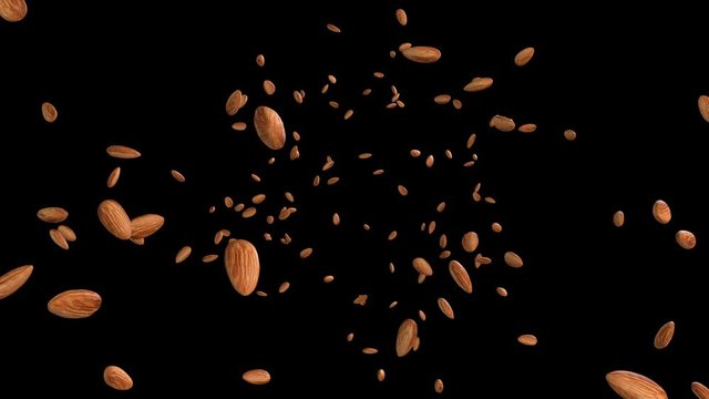 3D animation of a almond flow with alpha layer