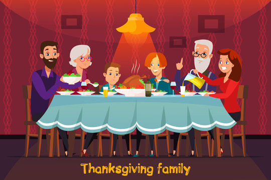 Thanksgiving holiday flat vector banner concept