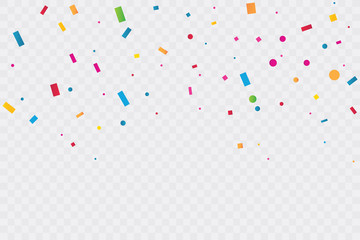 Colorful Confetti On Transparent Background. Celebration Party. Vector Illustration