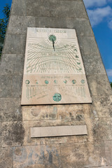 Palma de Mallorca, Spain - October 16, 2017 - ancient sundial with zodiac signs and moon phases