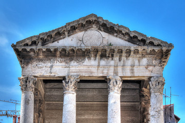Fototapeta premium Pula, ancient temple of augustus, ancient Roman city, Istria, Croatia, touristic place
