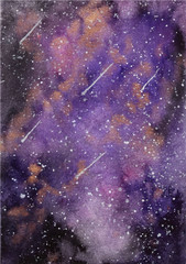purple gold galaxy watercolor background
