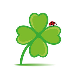 ladybug on cloverleaf on white background vector illustration EPS10