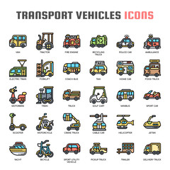 Transport Vehicles , Thin Line and Pixel Perfect Icons