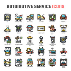 Automotive Service , Thin Line and Pixel Perfect Icons