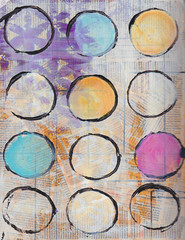 Mixed media background with circles
