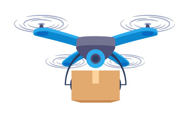 Delivery drone with box package.