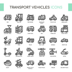 Transport Vehicles , Thin Line and Pixel Perfect Icons