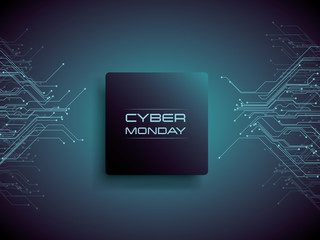 Cyber monday sale vector concept with modern design. Digital technology and electronics discounts, special offers, deals promotion and advertising.
