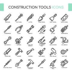 Construction Tools , Thin Line and Pixel Perfect Icons