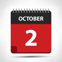 October 2 - Calendar Icon - Calendar design template