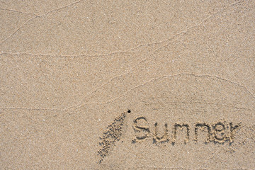 Summer Text message in sand on the beach