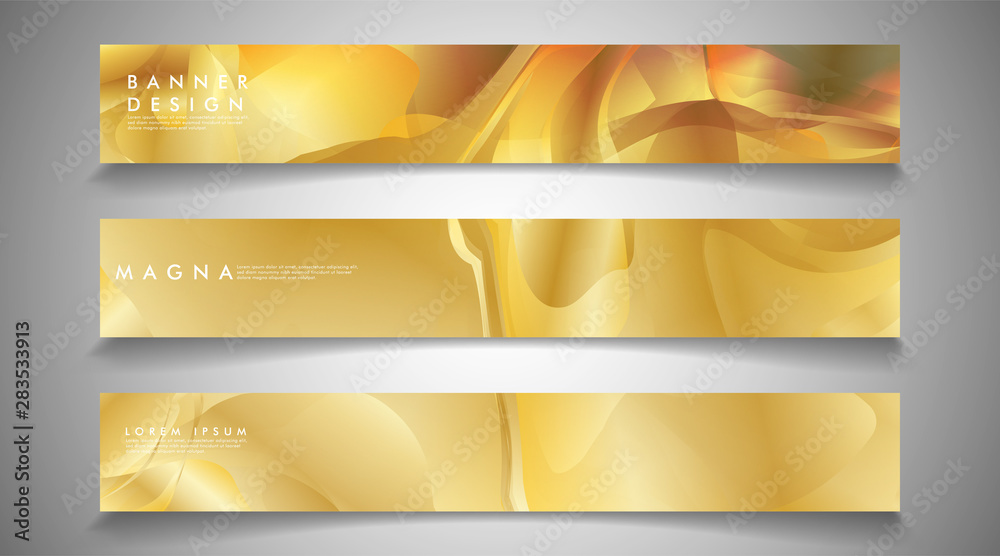 Poster collection of banners, vector backgrounds with wavy gold colored patterns. suitable for ad backgroun