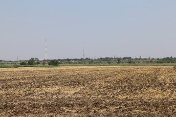 plowed ground  field in spring