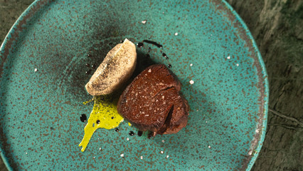 Food Gourmet beef Veal meat Medallions, Luxury Lifestyle Expensive Restaurant Recipe Serving...