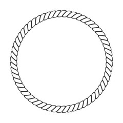 Round rope frame. Circle ropes, rounded border and decorative marine cable frame circles. Rounds cordage knot stamp or nautical twisted knots logo isolated vector icon