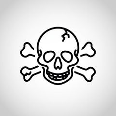 Skull, jolly roger, poison, piracy sign, danger sign, icon vector
