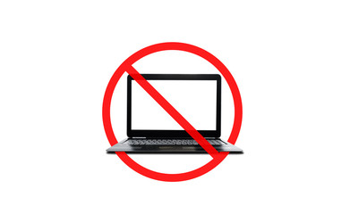 No computer laptop, electronic device sign, isolated on white background