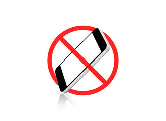 No mobile phone sign, isolated on white background