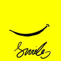 Smile icon vector doodle design symbol or logo hand drawn style