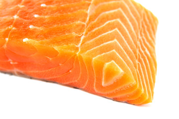 Raw salmon fish isolated on white background.