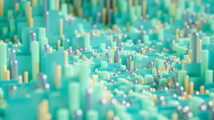 Techno high-tech background, geometry, cube, abstraction. 3d illustration, 3d rendering.