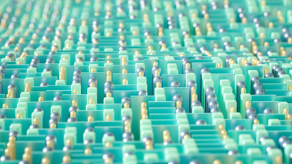 Fototapeta premium Techno high-tech background, geometry, cube, abstraction. 3d illustration, 3d rendering.