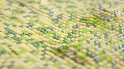 Techno high-tech background, geometry, cube, abstraction. 3d illustration, 3d rendering.