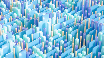 Techno high-tech background, geometry, cube, abstraction. 3d illustration, 3d rendering.